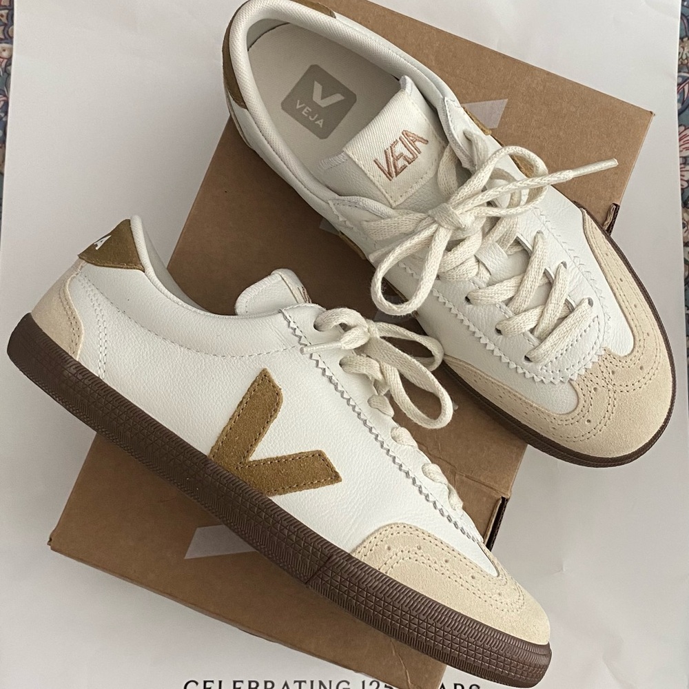 Veja White Sneakers with Tan Brown Heel